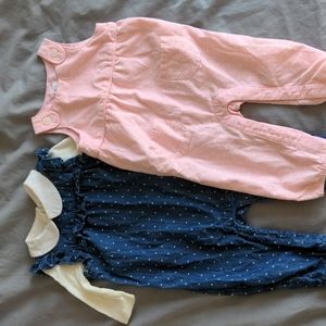 Lot of 2 Gap overalls - 3-6 mos - EUC
